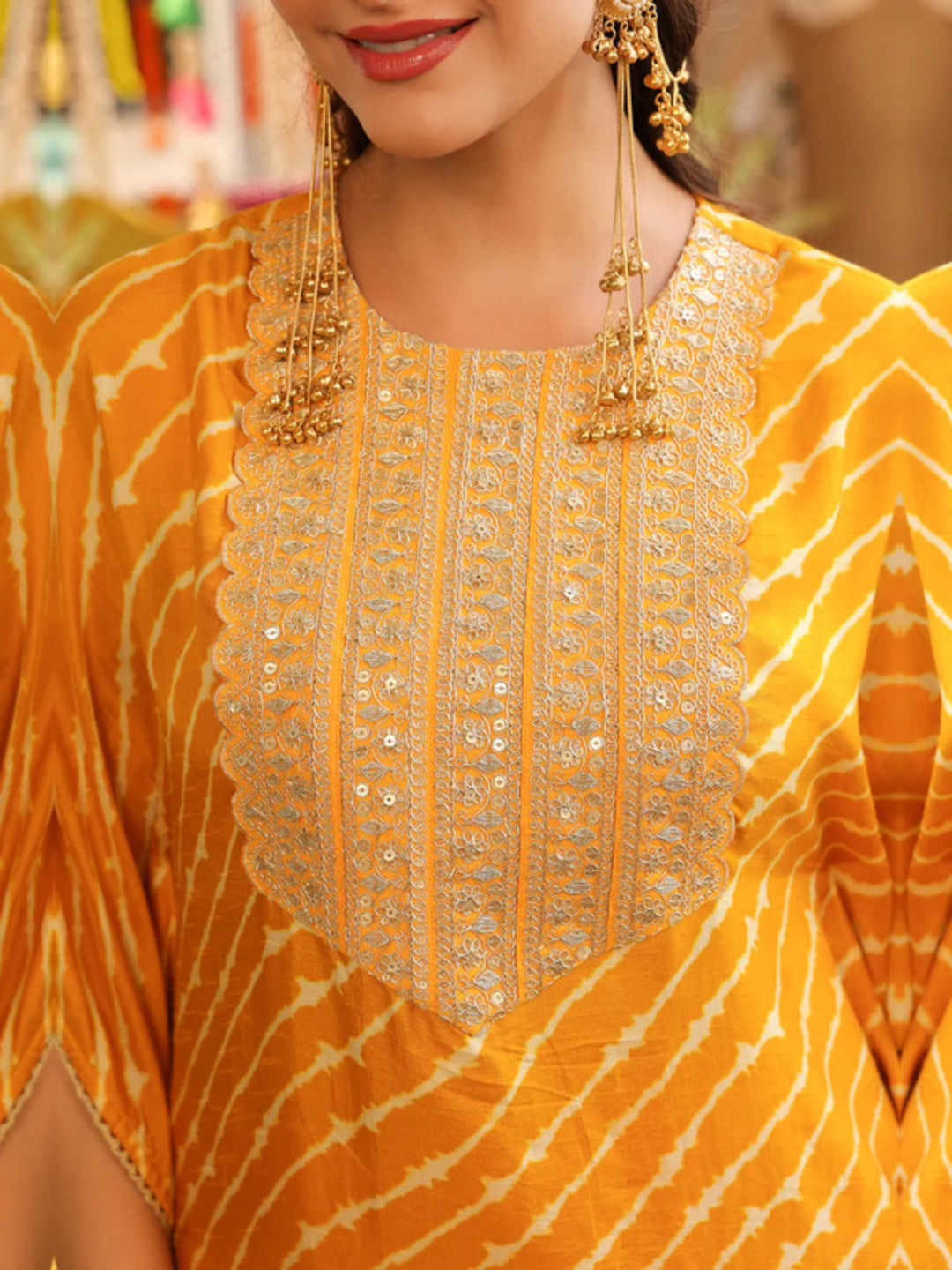 Leheriya Embroidered Kaftan Kurta & Dhoti Pants Sets