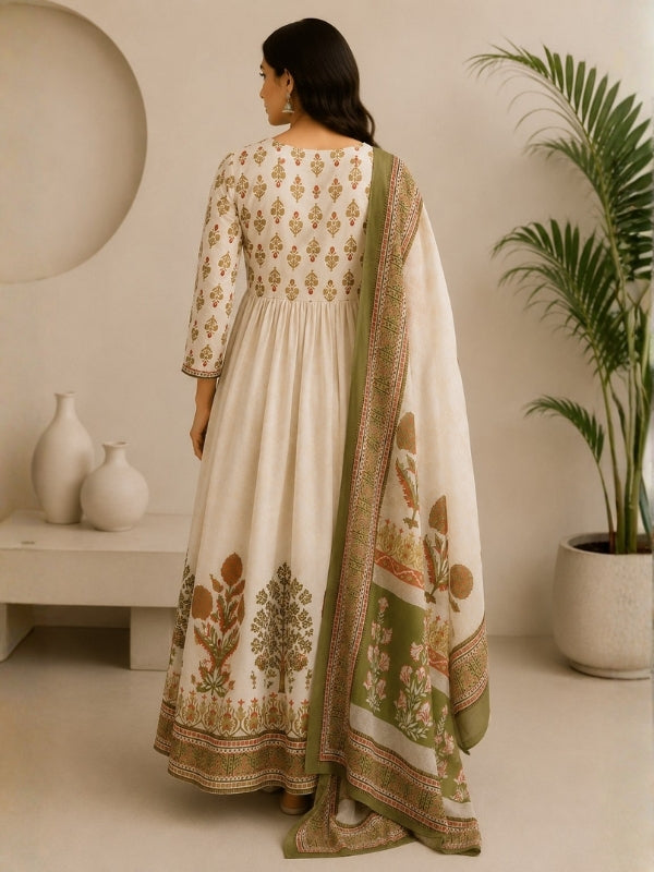 Floral Printed A-Line Kurta & Dupatta Sets