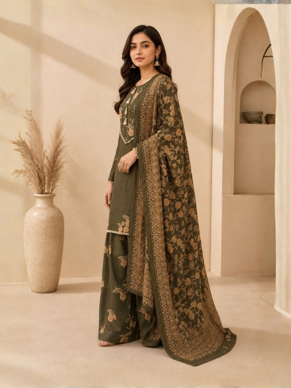 Floral Embroidered A-Line Pure Cotton Kurta & Farshi Salwar Sets