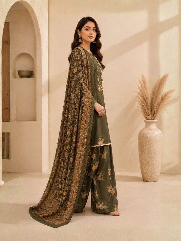 Floral Embroidered A-Line Pure Cotton Kurta & Farshi Salwar Sets