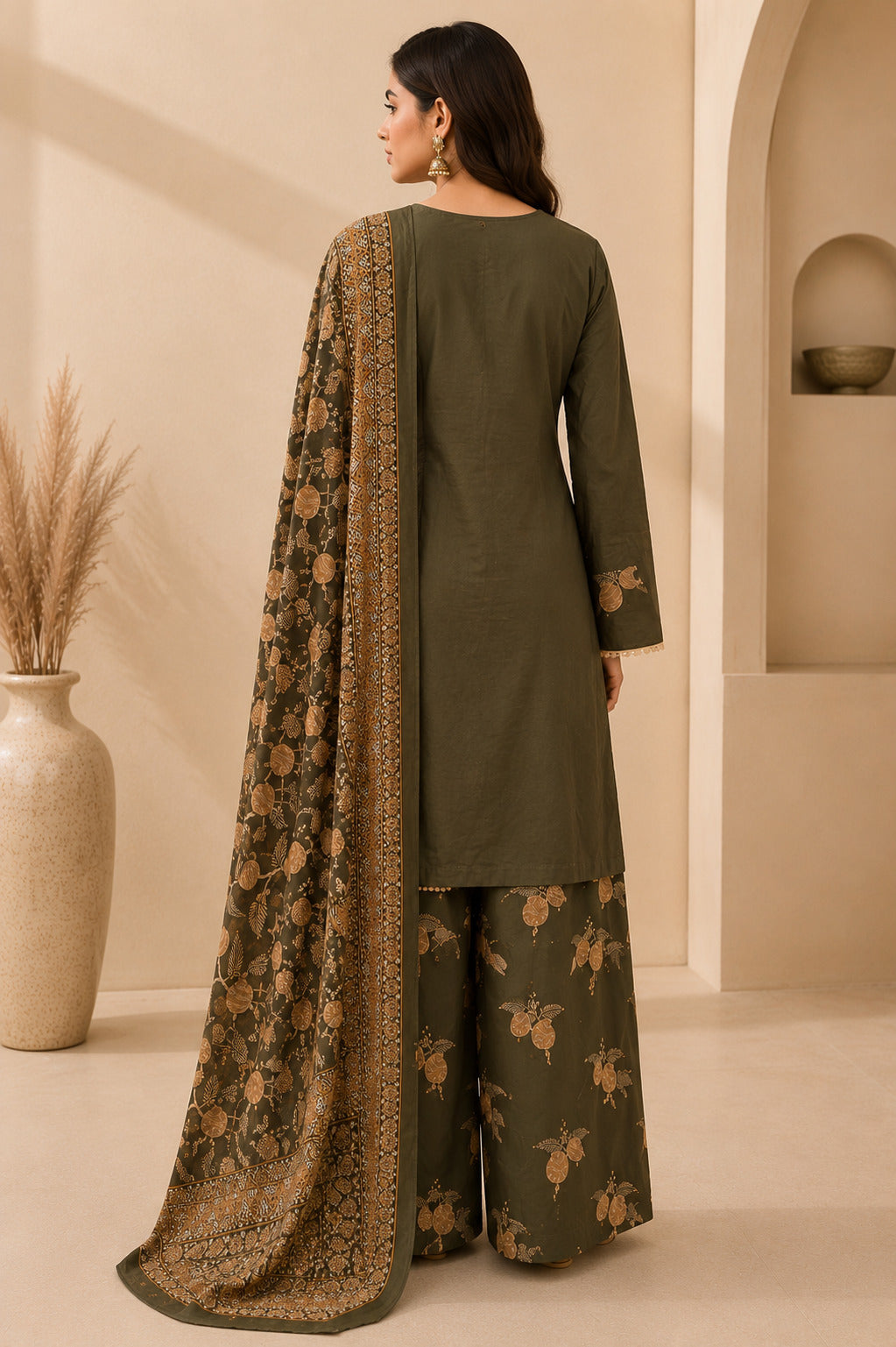 Floral Embroidered A-Line Pure Cotton Kurta & Farshi Salwar Sets