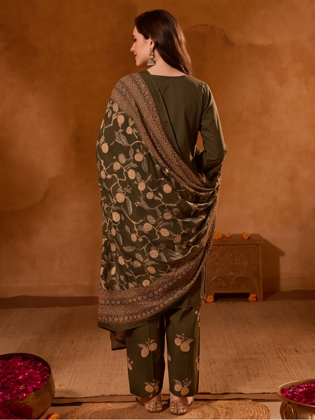 Floral Embroidered A-Line Pure Cotton Kurta & Farshi Salwar Sets