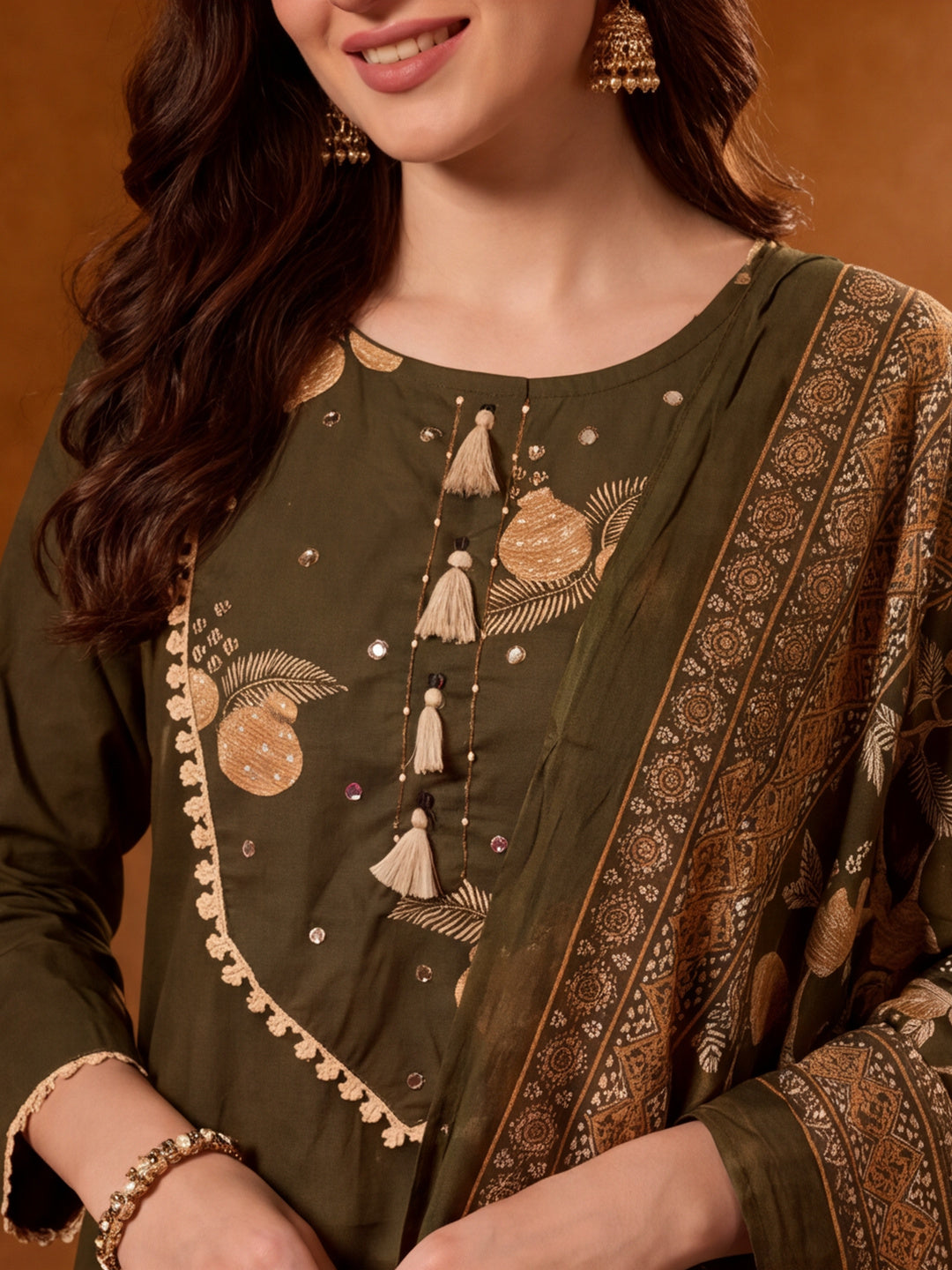 Floral Embroidered A-Line Pure Cotton Kurta & Farshi Salwar Sets