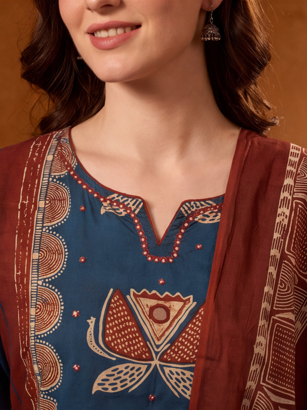Floral Embroidered Straight Pure Cotton Kurta & Farshi Salwar Sets