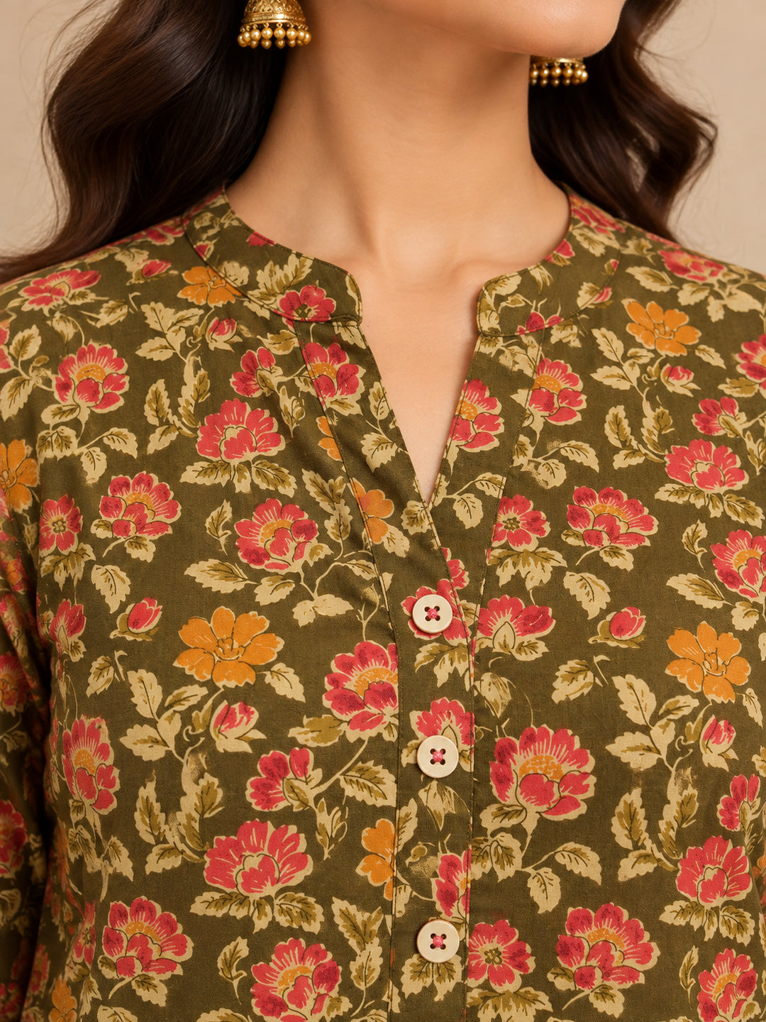Floral Printed Straight Cotton Kurta & Farshi Salwar Sets