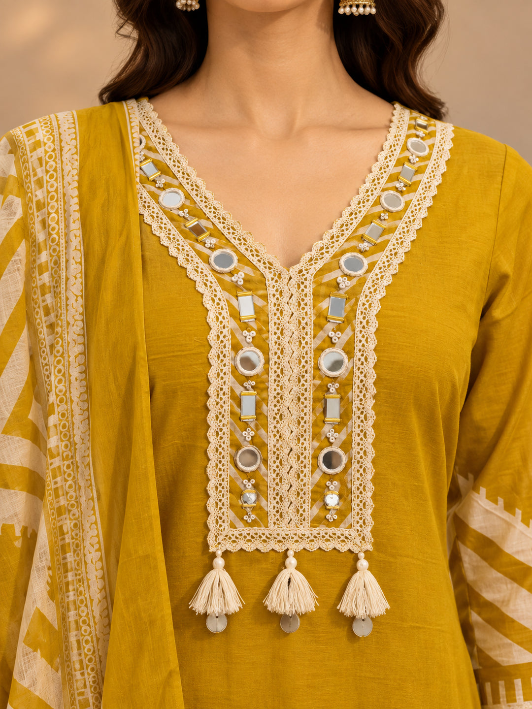 Floral Embroidered Straight Cotton Kurta & Farshi Salwar Sets