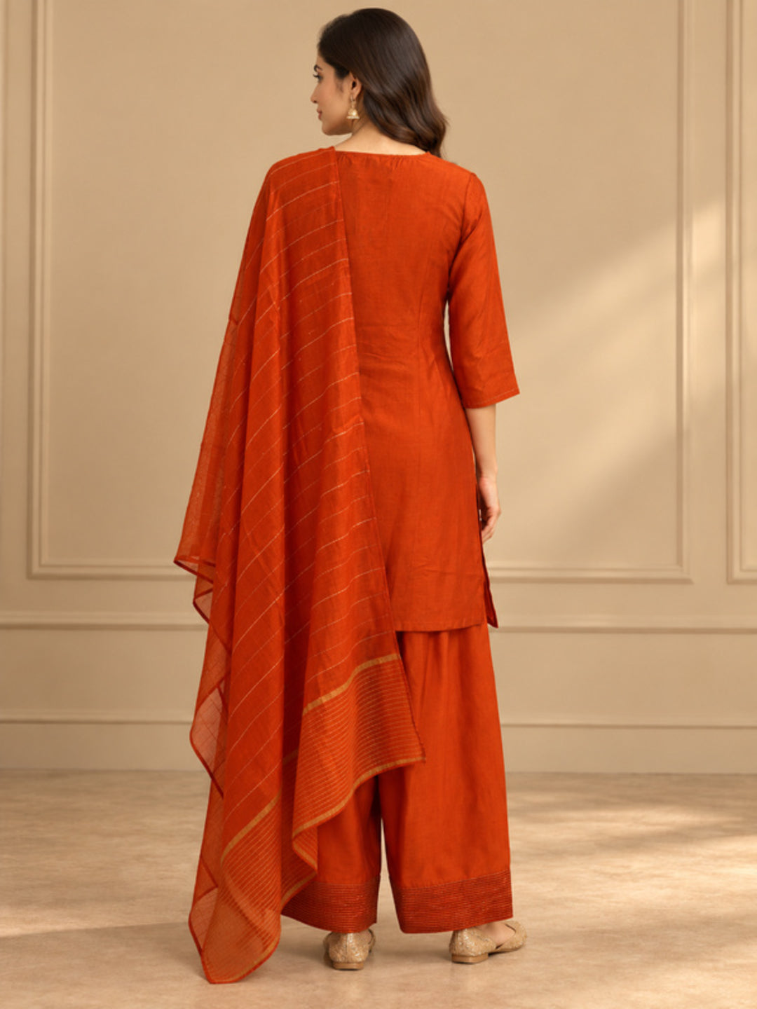Solid Embroidered Straight Kurta & Salwar Sets