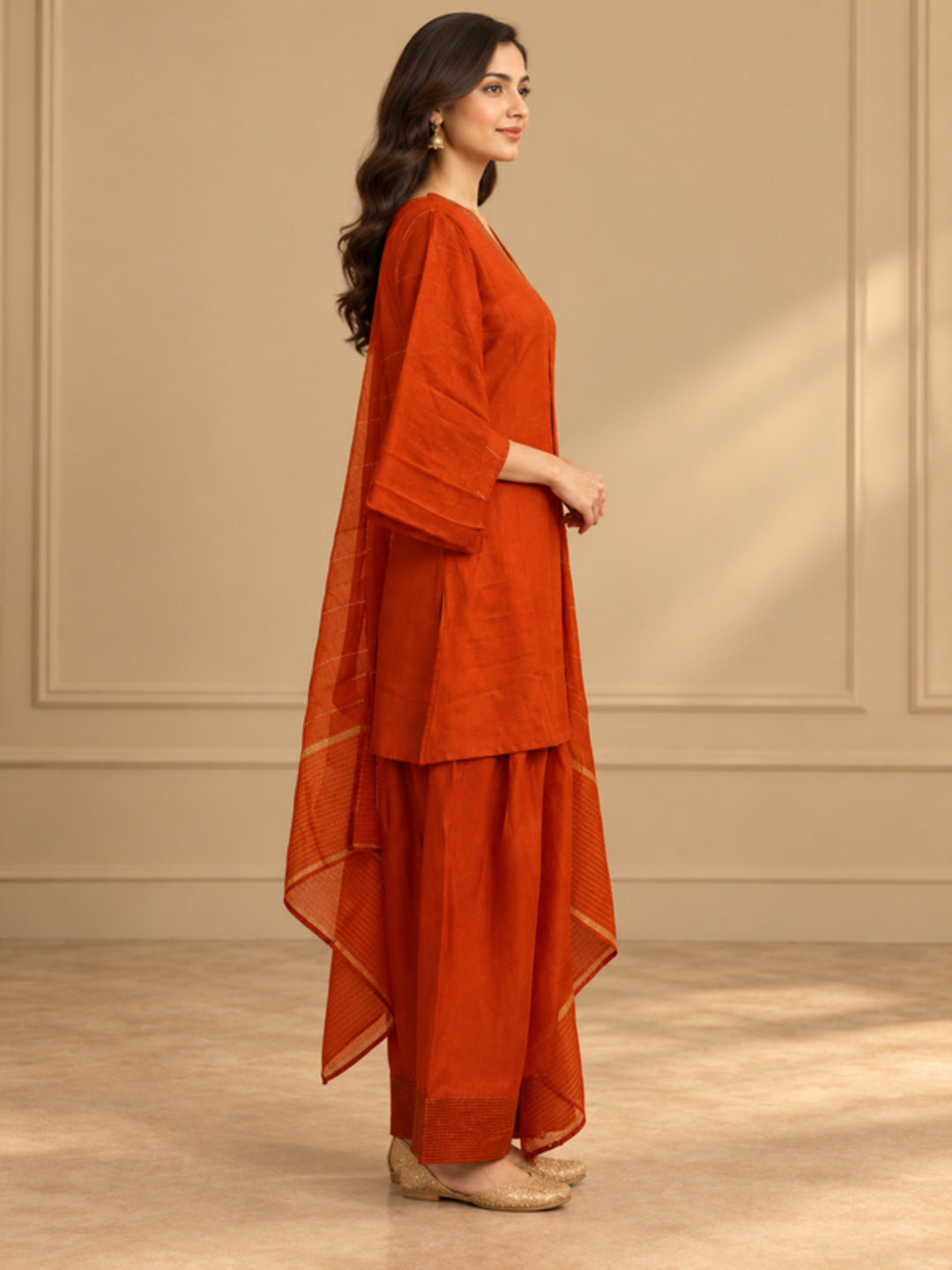 Solid Embroidered Straight Kurta & Salwar Sets