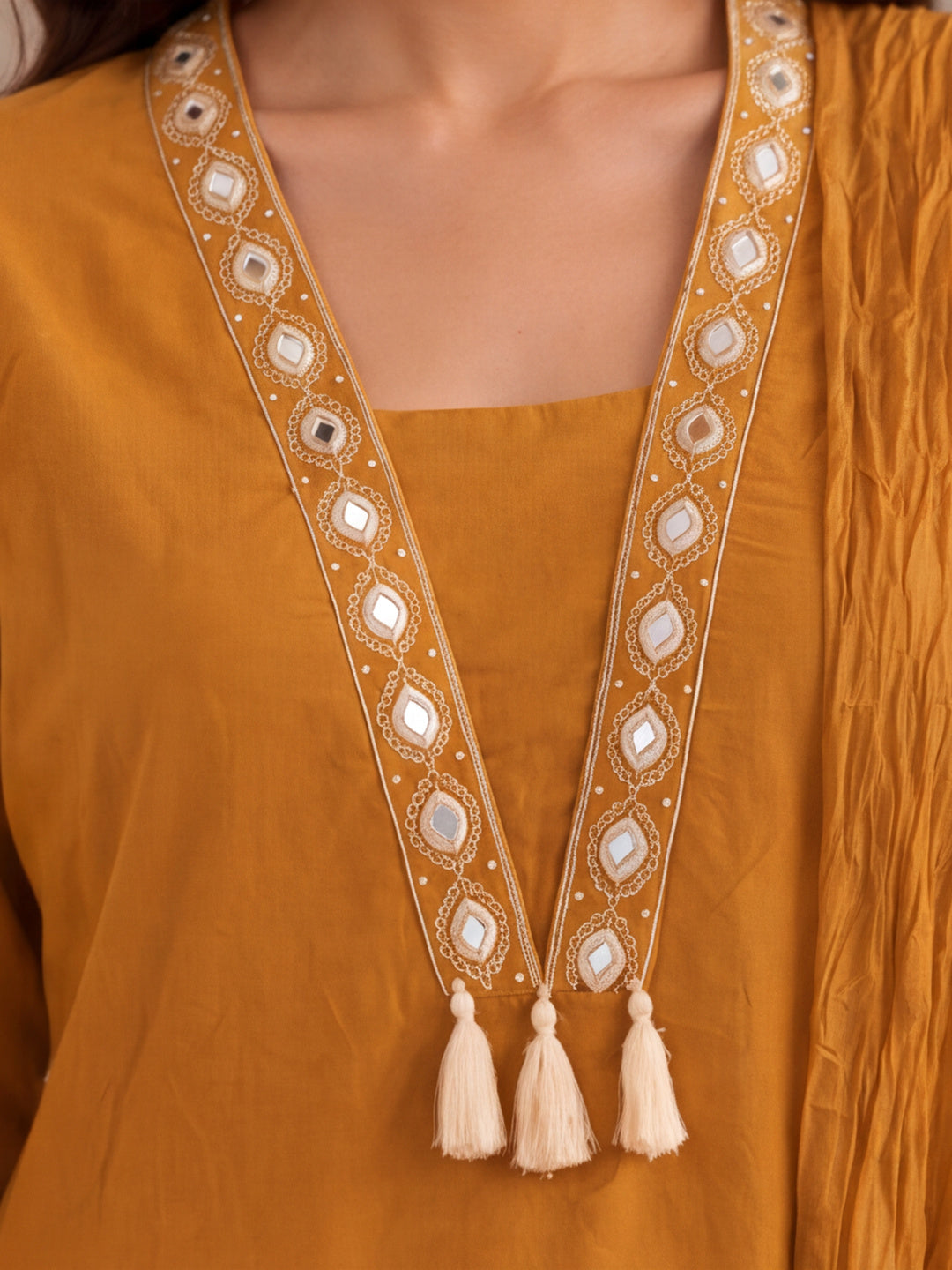 Floral Embroidered A-Line Pure Cotton Kurta & Palazzos Sets