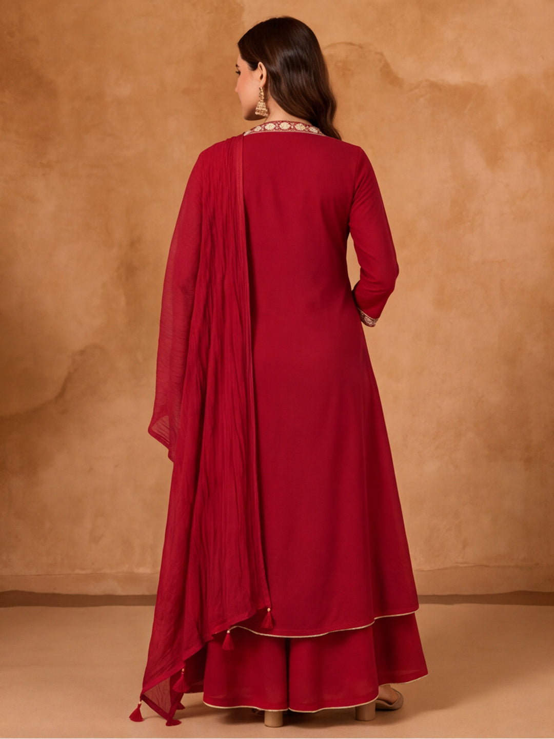 Floral Embroidered A-Line Pure Cotton Kurta & Palazzos Sets