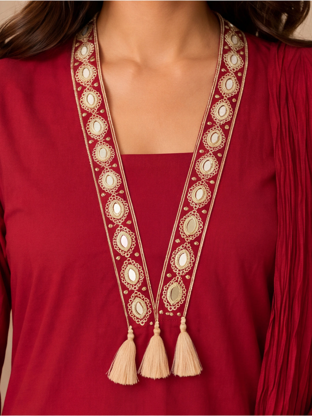 Floral Embroidered A-Line Pure Cotton Kurta & Palazzos Sets