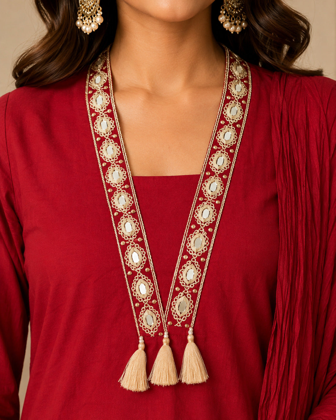 Floral Embroidered A-Line Pure Cotton Kurta & Palazzos Sets