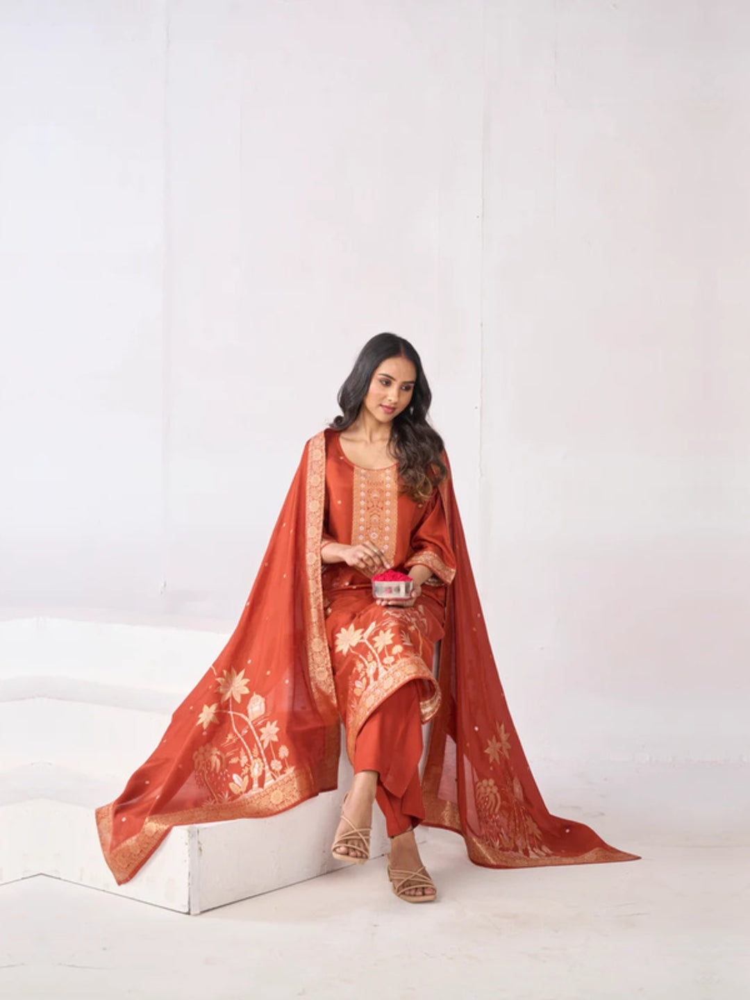 Floral Straight Kurta & Palazzos Sets