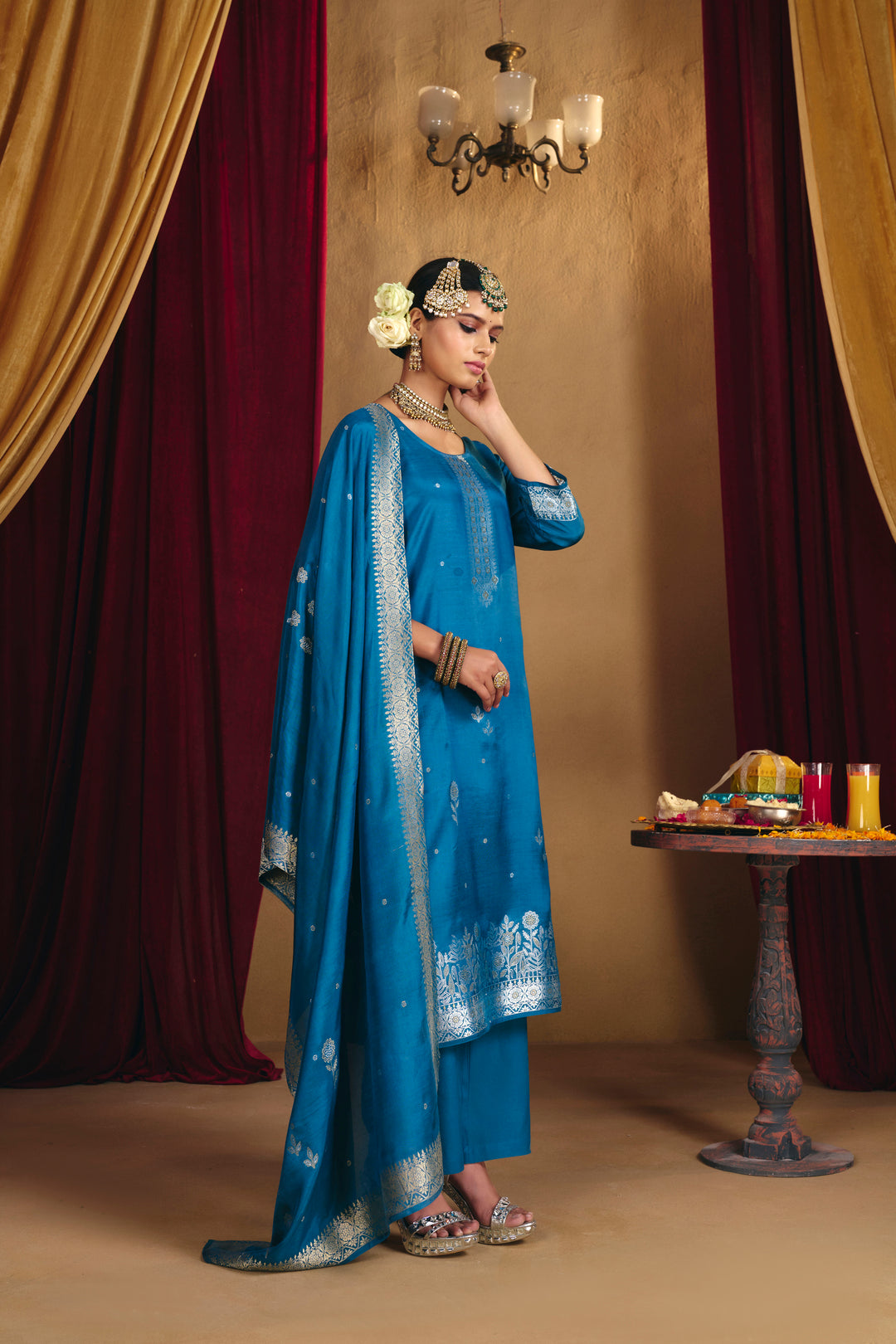Floral Straight Kurta & Palazzos Sets