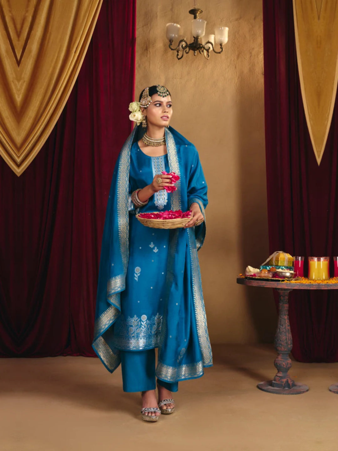Floral Straight Kurta & Palazzos Sets