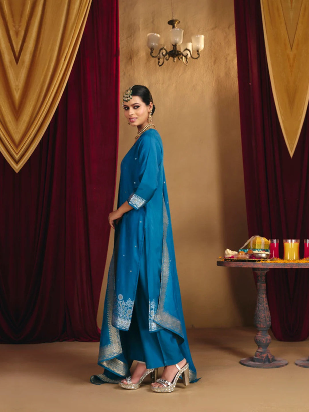Floral Straight Kurta & Palazzos Sets
