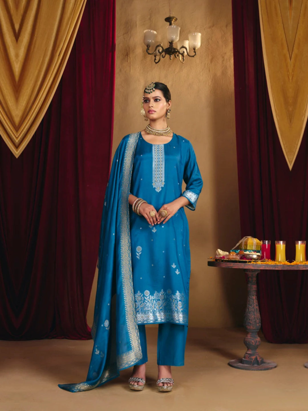 Floral Straight Kurta & Palazzos Sets