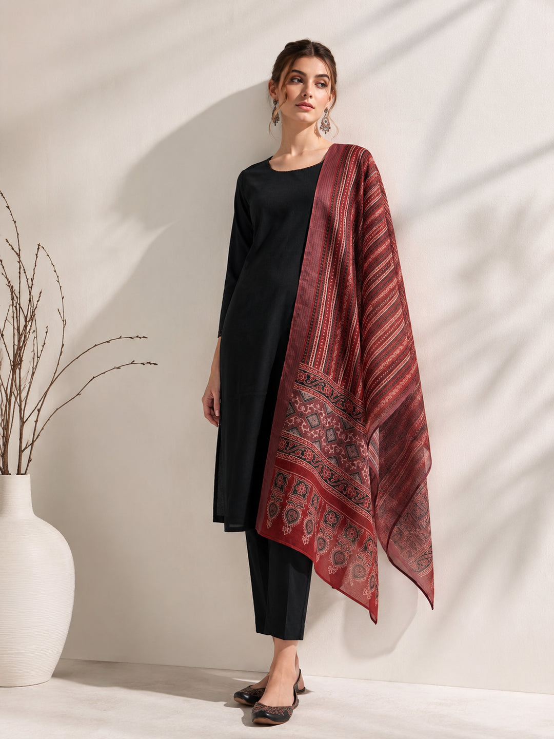 Solid Straight Kurta & Trousers Sets