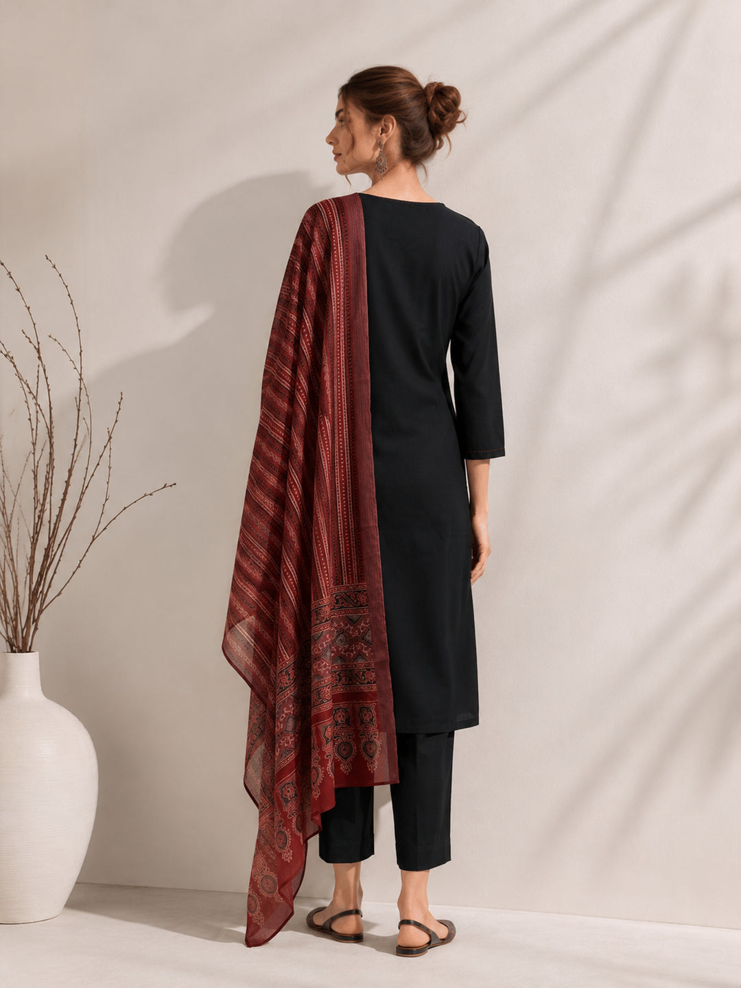 Solid Straight Kurta & Trousers Sets