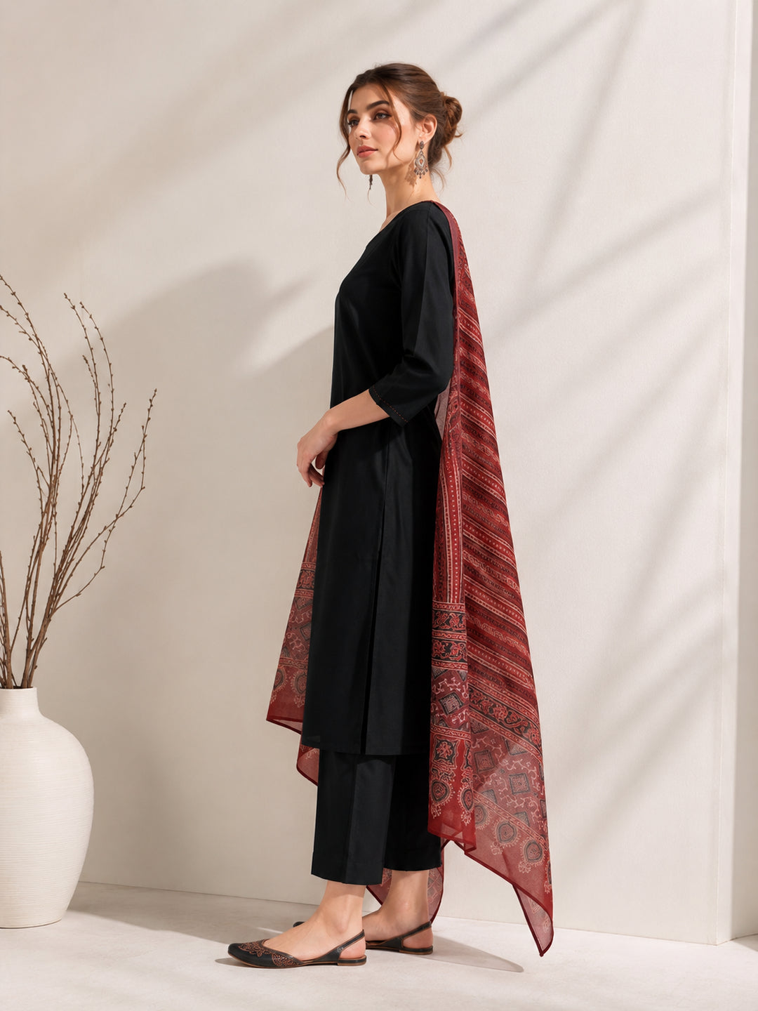 Solid Straight Kurta & Trousers Sets