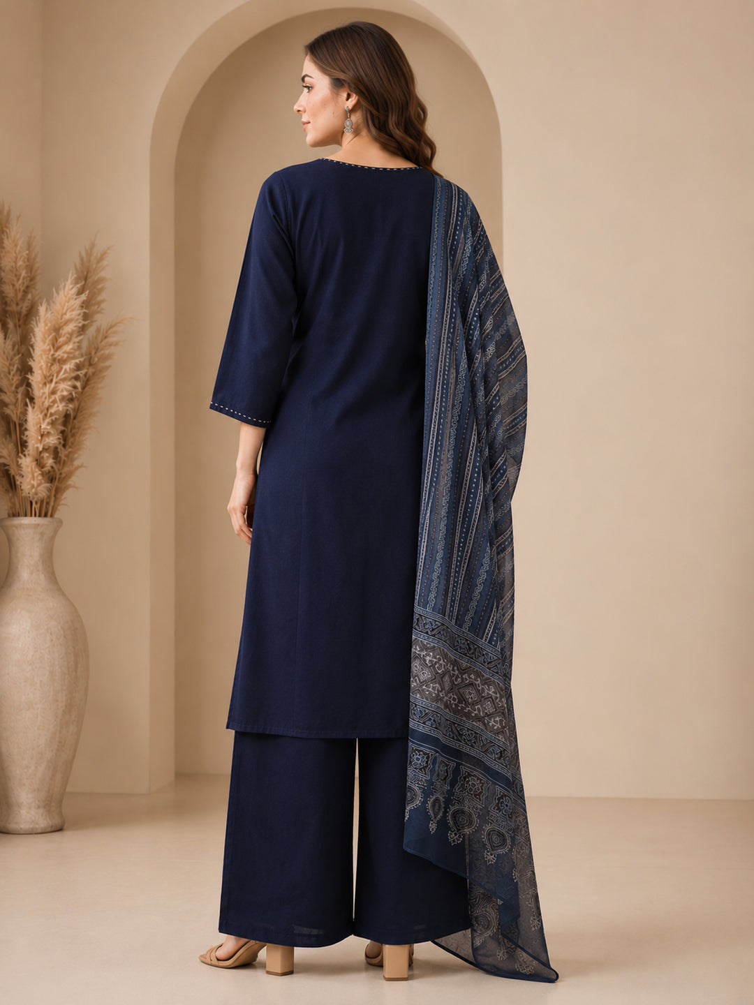 Solid Straight Kurta & Trousers Sets