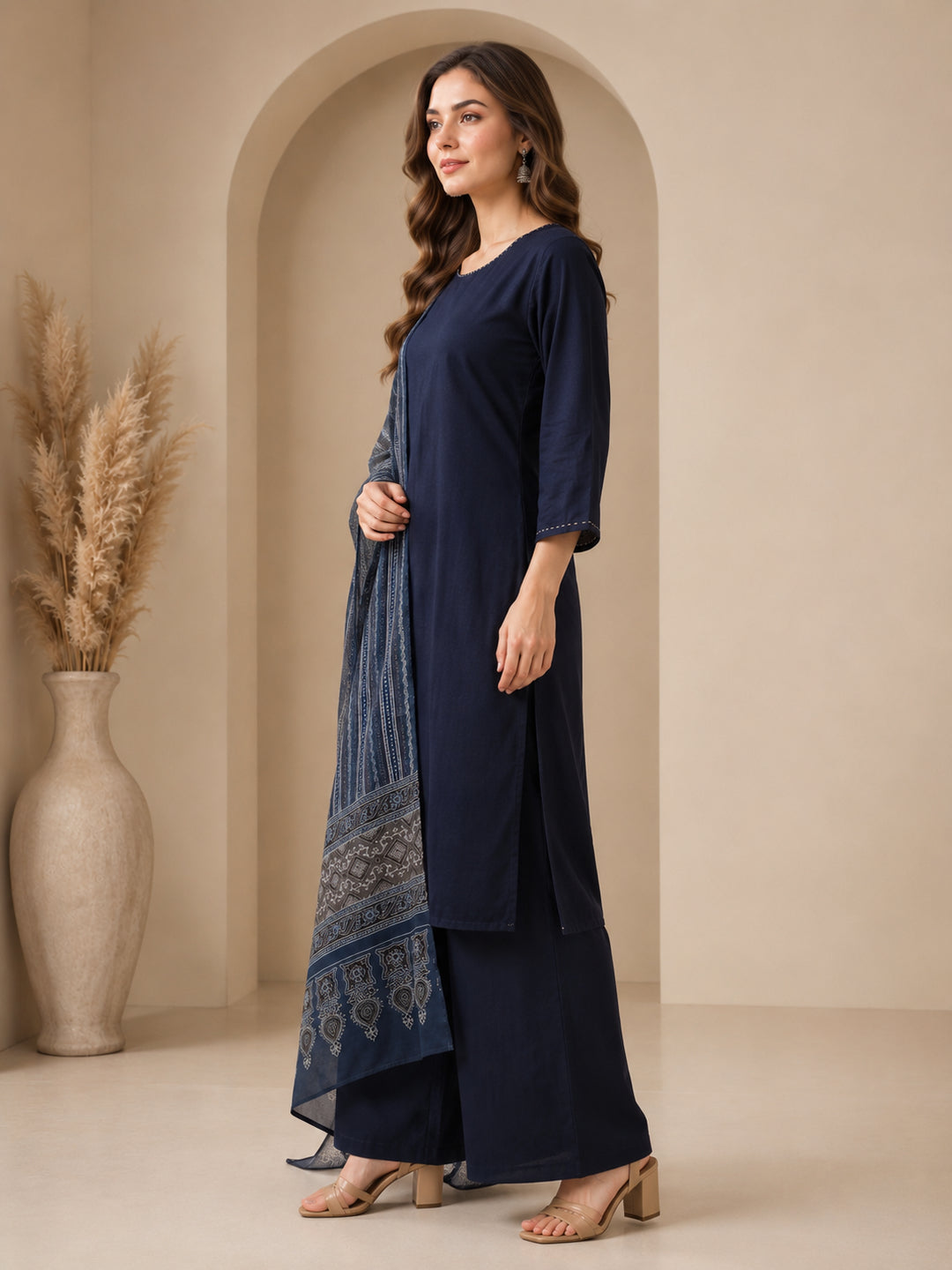 Solid Straight Kurta & Trousers Sets