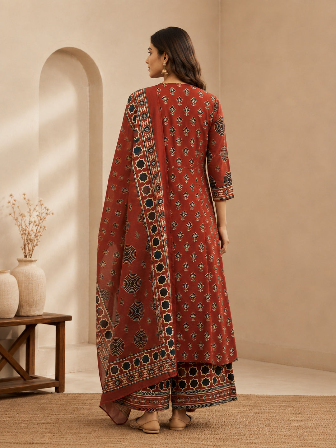 Floral Printed A-Line Pure Cotton Kurta & Palazzos Sets