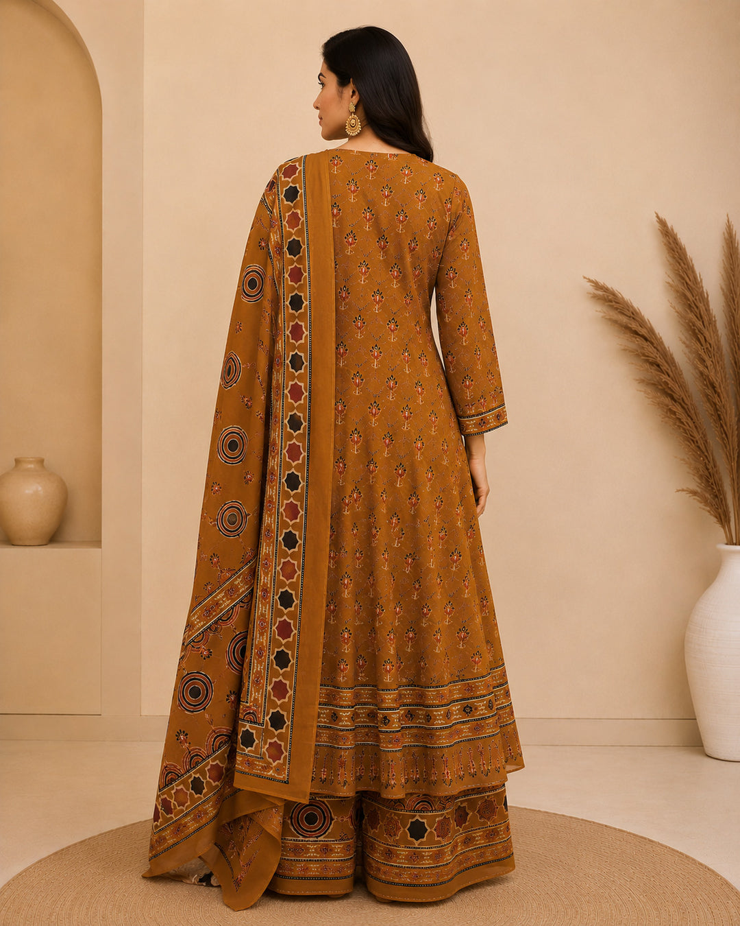 Floral Printed A-Line Pure Cotton Kurta & Palazzos Sets