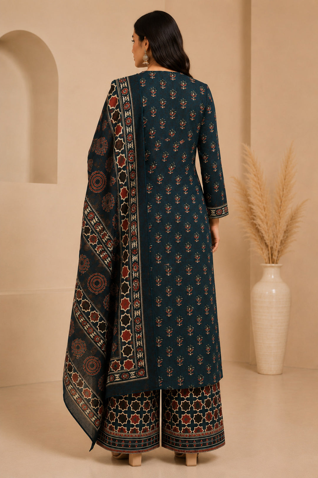 Floral Printed A-Line Pure Cotton Kurta & Palazzos Sets