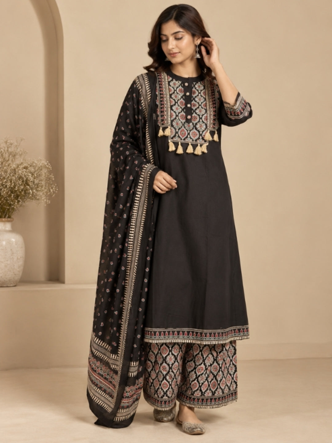 Floral Printed Straight Cotton Kurta & Trousers Sets