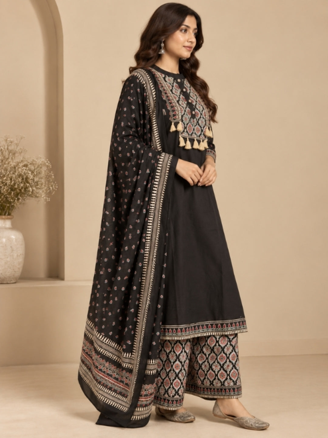 Floral Printed Straight Cotton Kurta & Trousers Sets