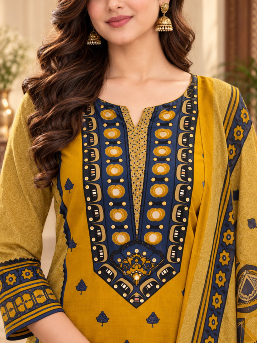 Floral Embroidered Straight Pure Cotton Kurta & Trousers Sets