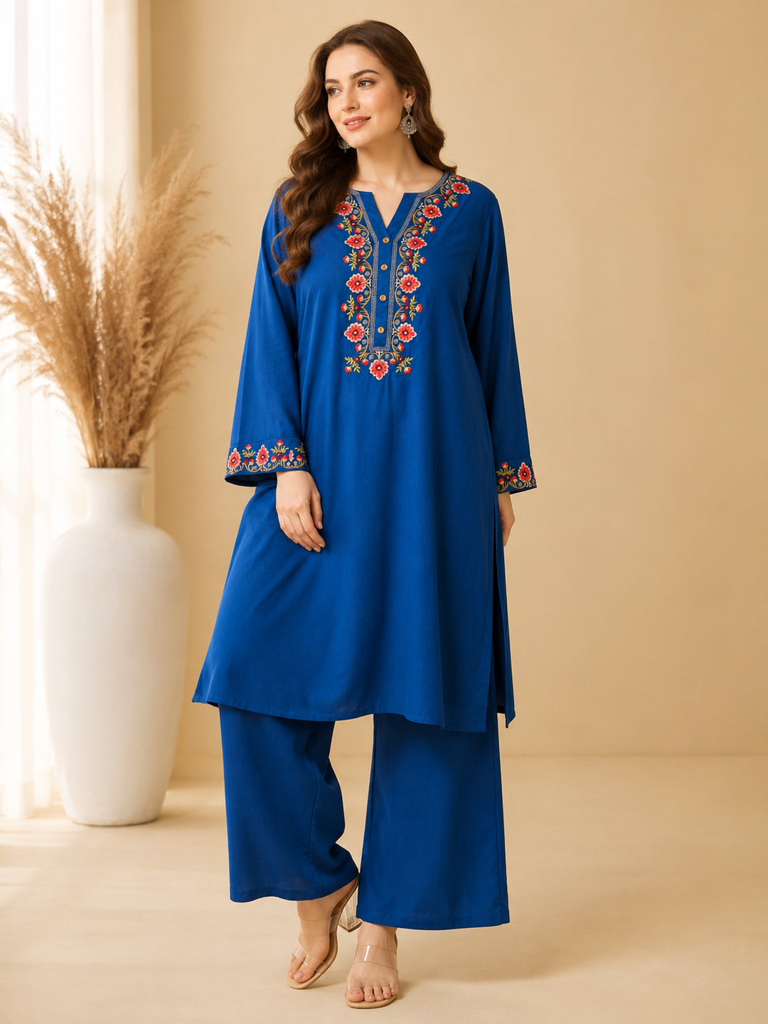 Floral Straight Kurta & Trousers Sets