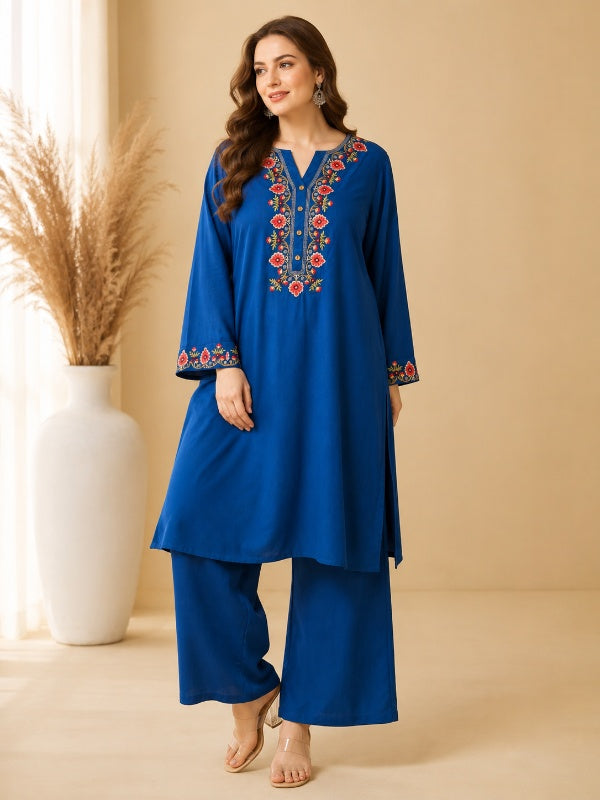Floral Straight Kurta & Trousers Sets
