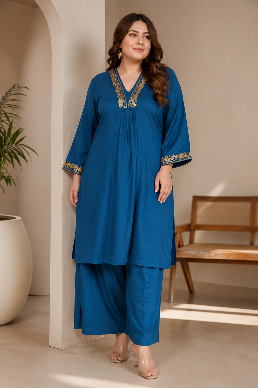 Solid A-Line Kurta & Trousers Sets