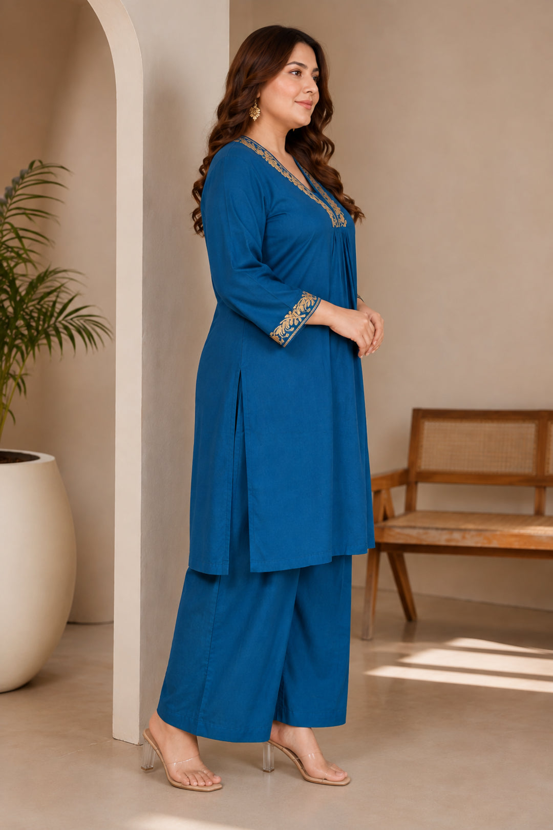 Solid A-Line Kurta & Trousers Sets