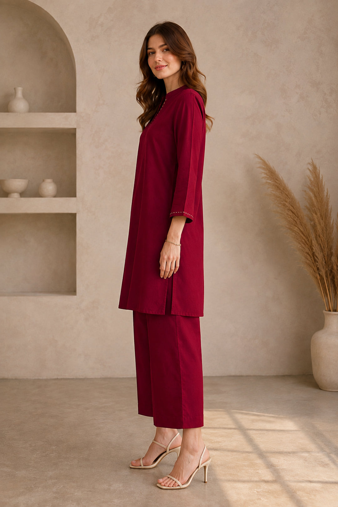 Solid Straight Kurta & Trousers Sets