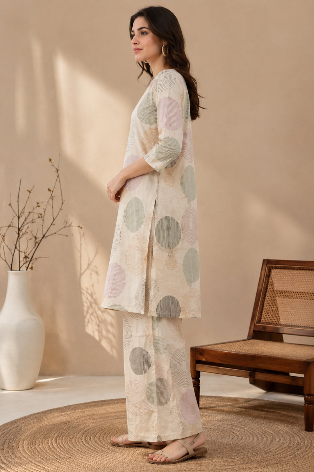 Floral Printed Straight Pure Cotton Kurta & Trousers Sets