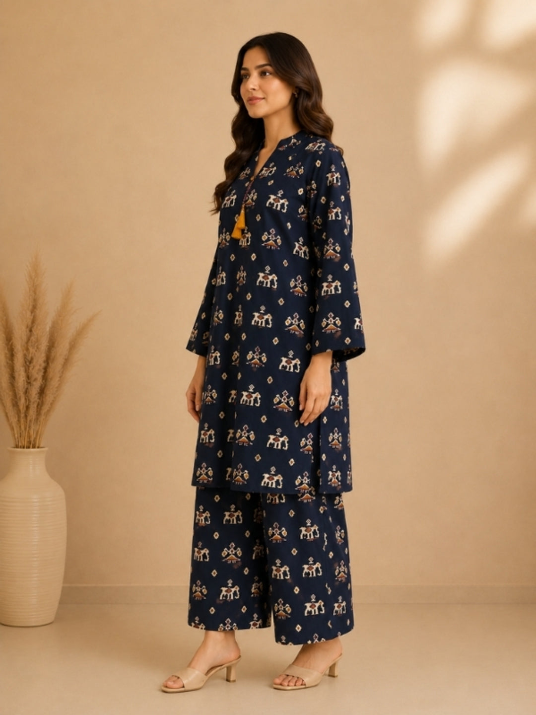 Floral Printed Straight Pure Cotton Kurta & Palazzos Sets