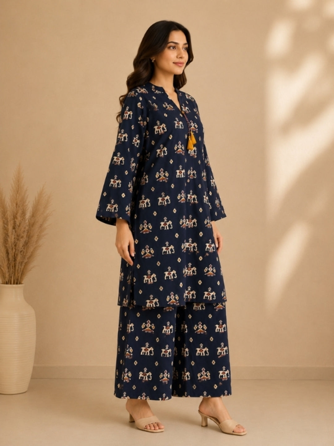 Floral Printed Straight Pure Cotton Kurta & Palazzos Sets