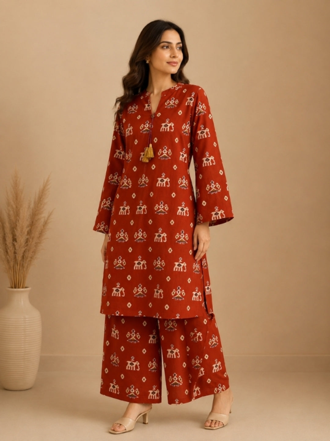 Floral Printed Straight Pure Cotton Kurta & Palazzos Sets