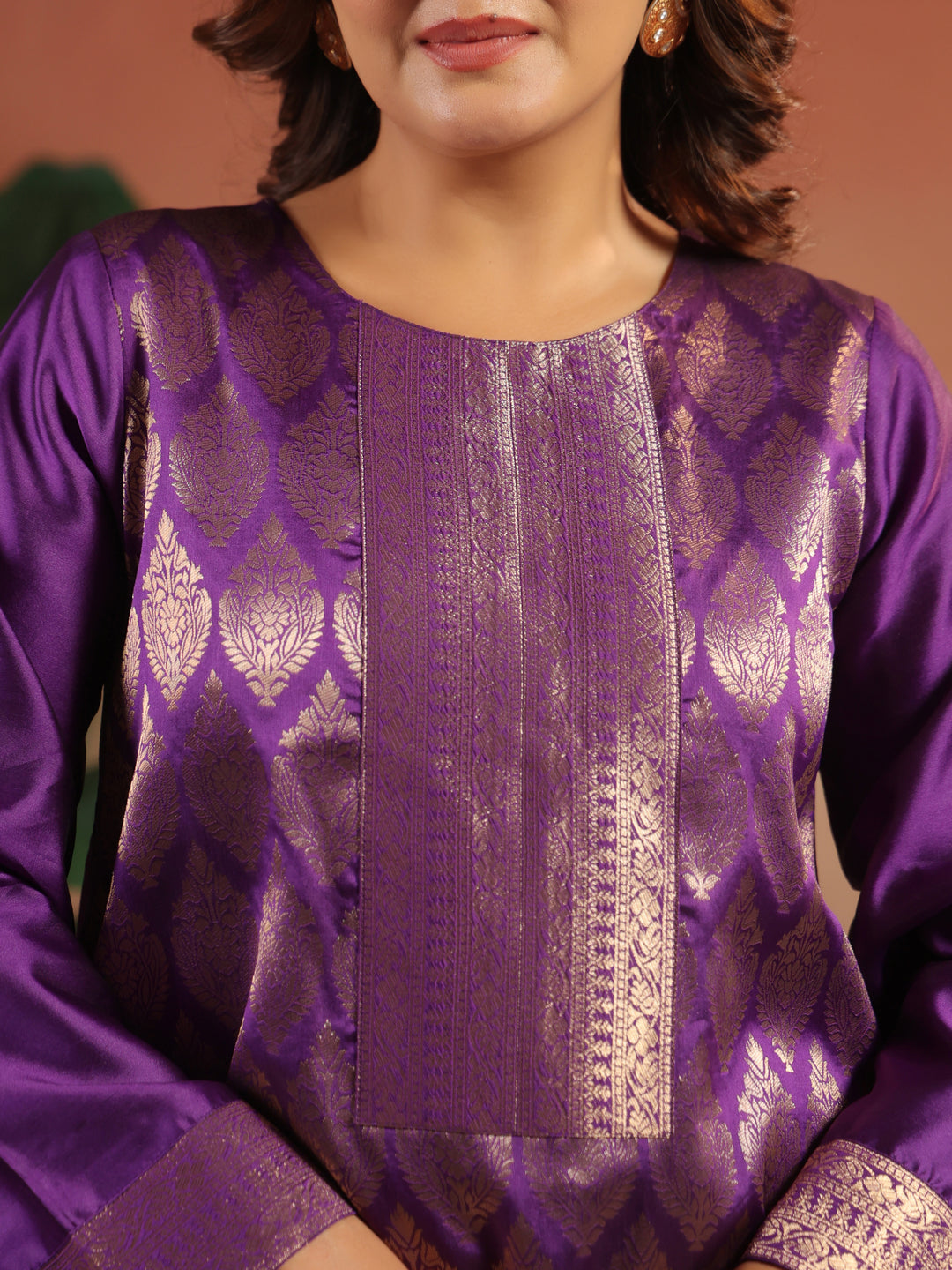 Floral Embroidered A-Line Silk Blend Kurta & Palazzos Sets