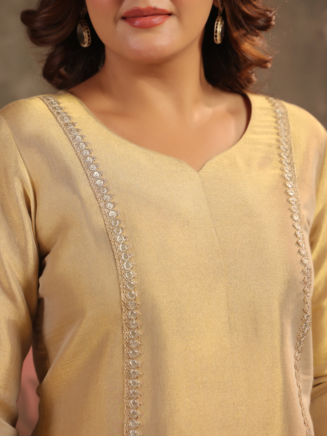 Solid Straight Tissue Silk Kurta & Palazzos Sets