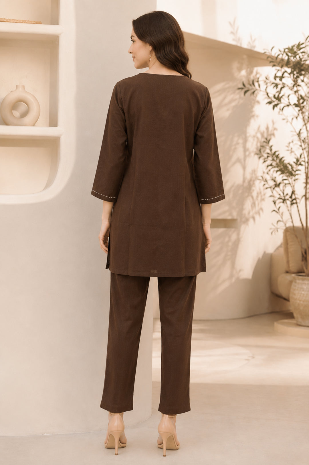 Solid Straight Pure Cotton Kurta & Trousers Sets