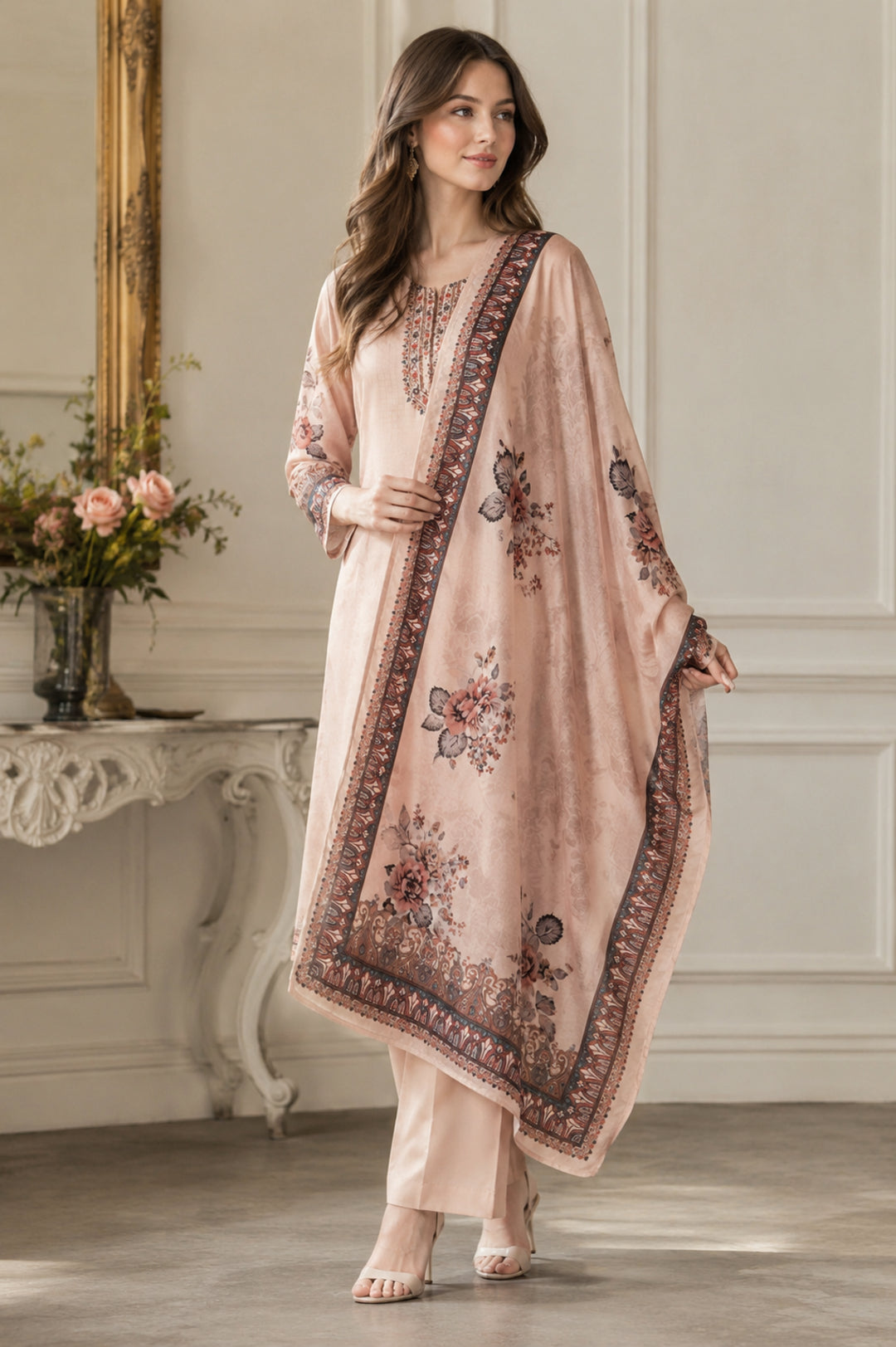 Floral Straight Kurta & Trousers Sets
