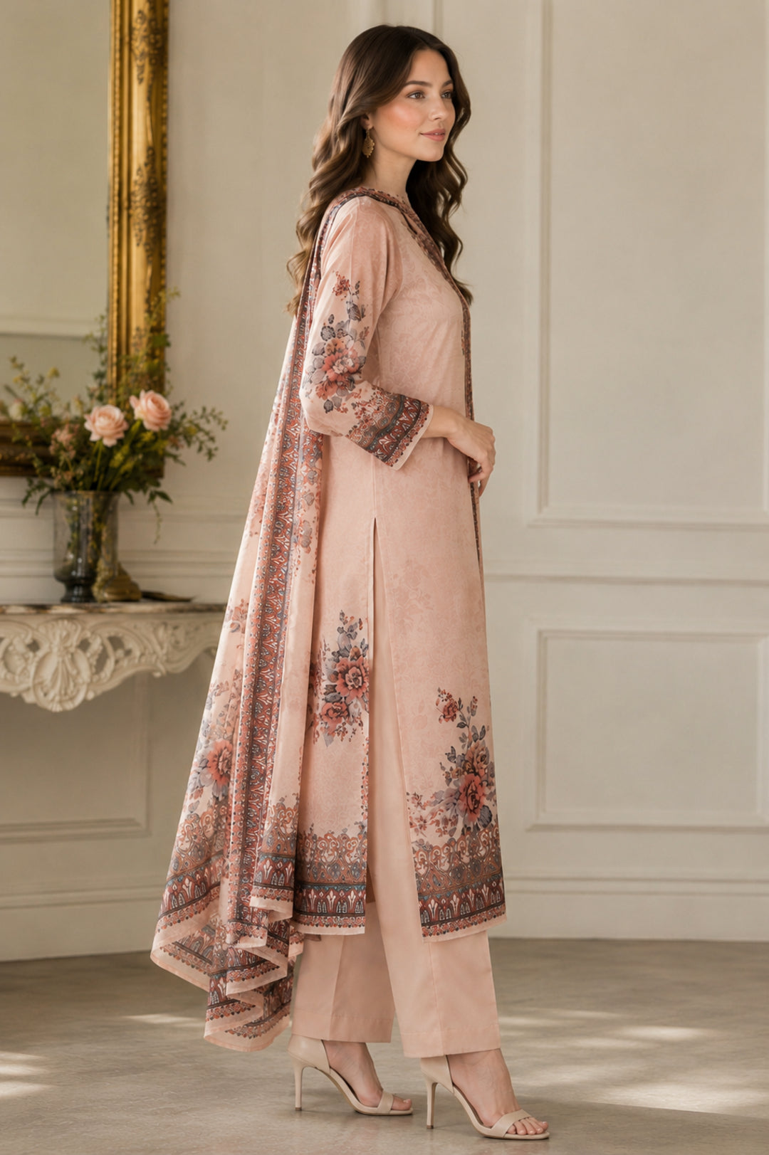 Floral Straight Kurta & Trousers Sets