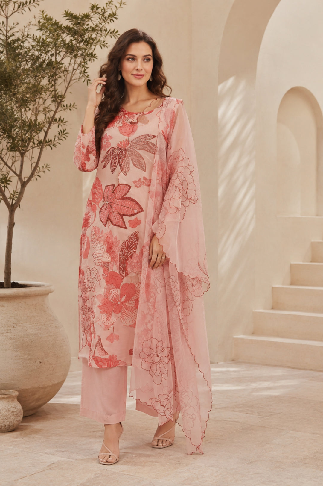 Floral Straight Kurta & Trousers Sets