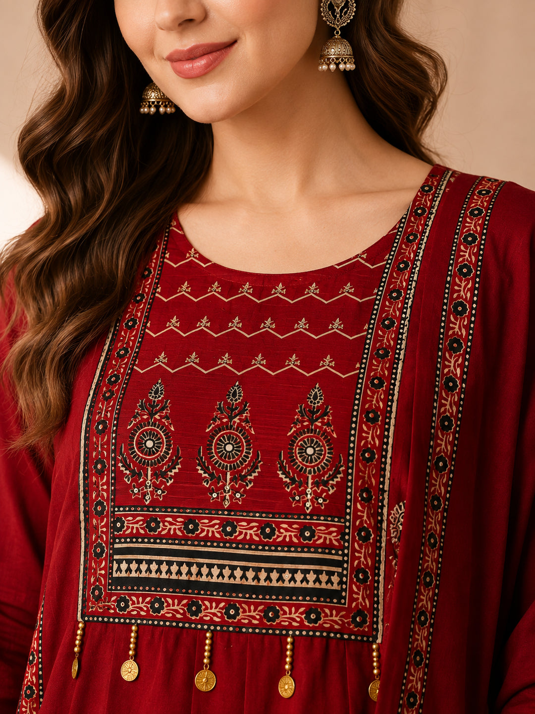 Solid Printed Straight Pure Cotton Kurta & Trousers Sets