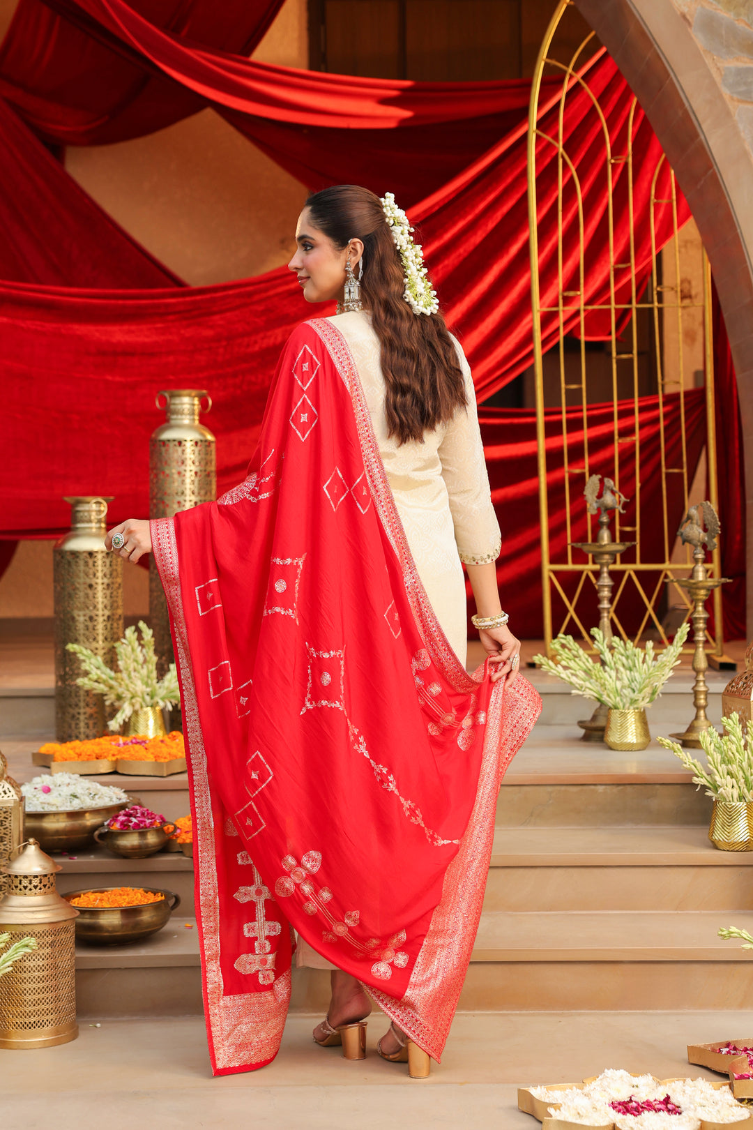 Floral Embroidered Straight Kurta & Trousers Sets