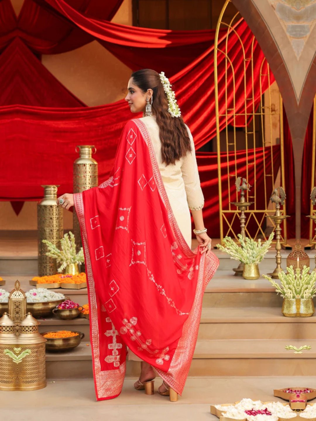 Floral Embroidered Straight Kurta & Trousers Sets